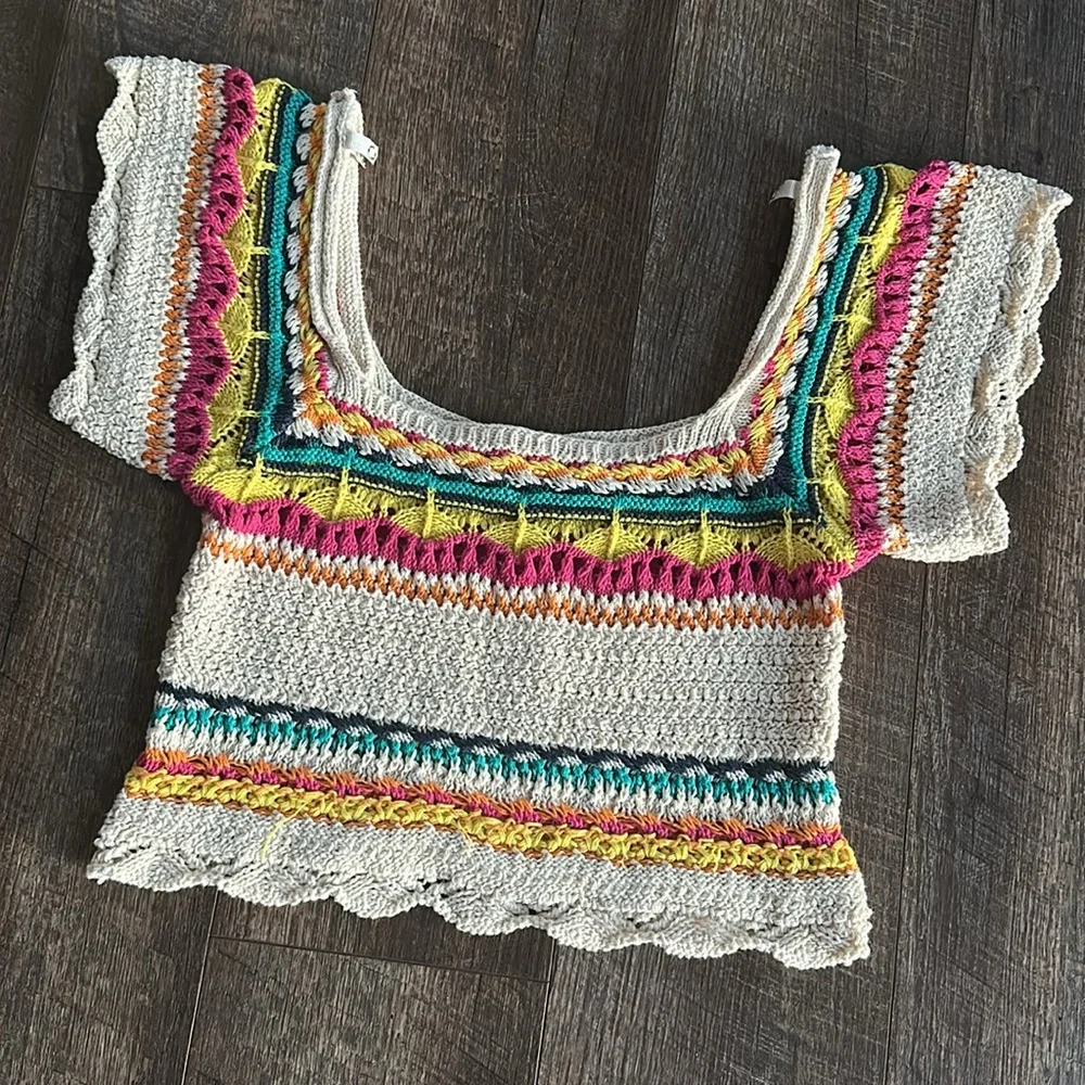 Zara Multicolor Crochet Top - Picture 3 of 8